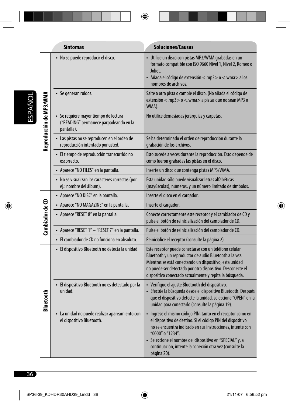 Español | JVC KD-AHD39 User Manual | Page 74 / 117