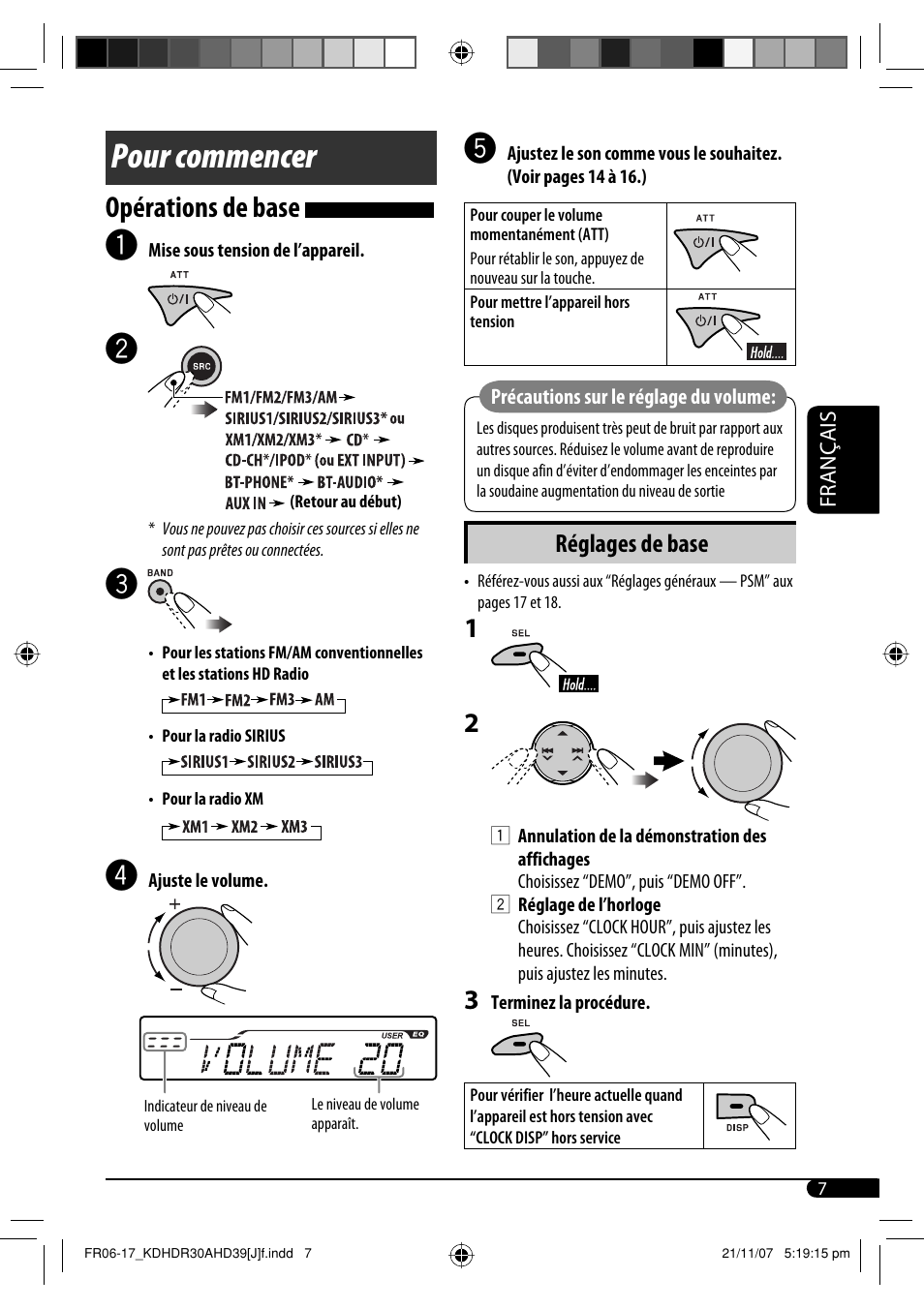 Pour commencer, Opérations de base, Réglages de base | JVC KD-AHD39 User Manual | Page 83 / 117