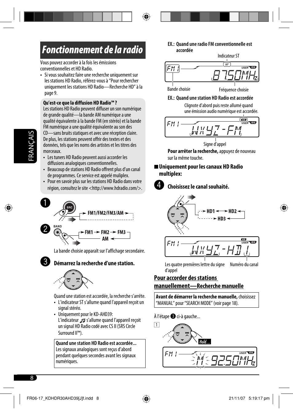 Fonctionnement de la radio | JVC KD-AHD39 User Manual | Page 84 / 117