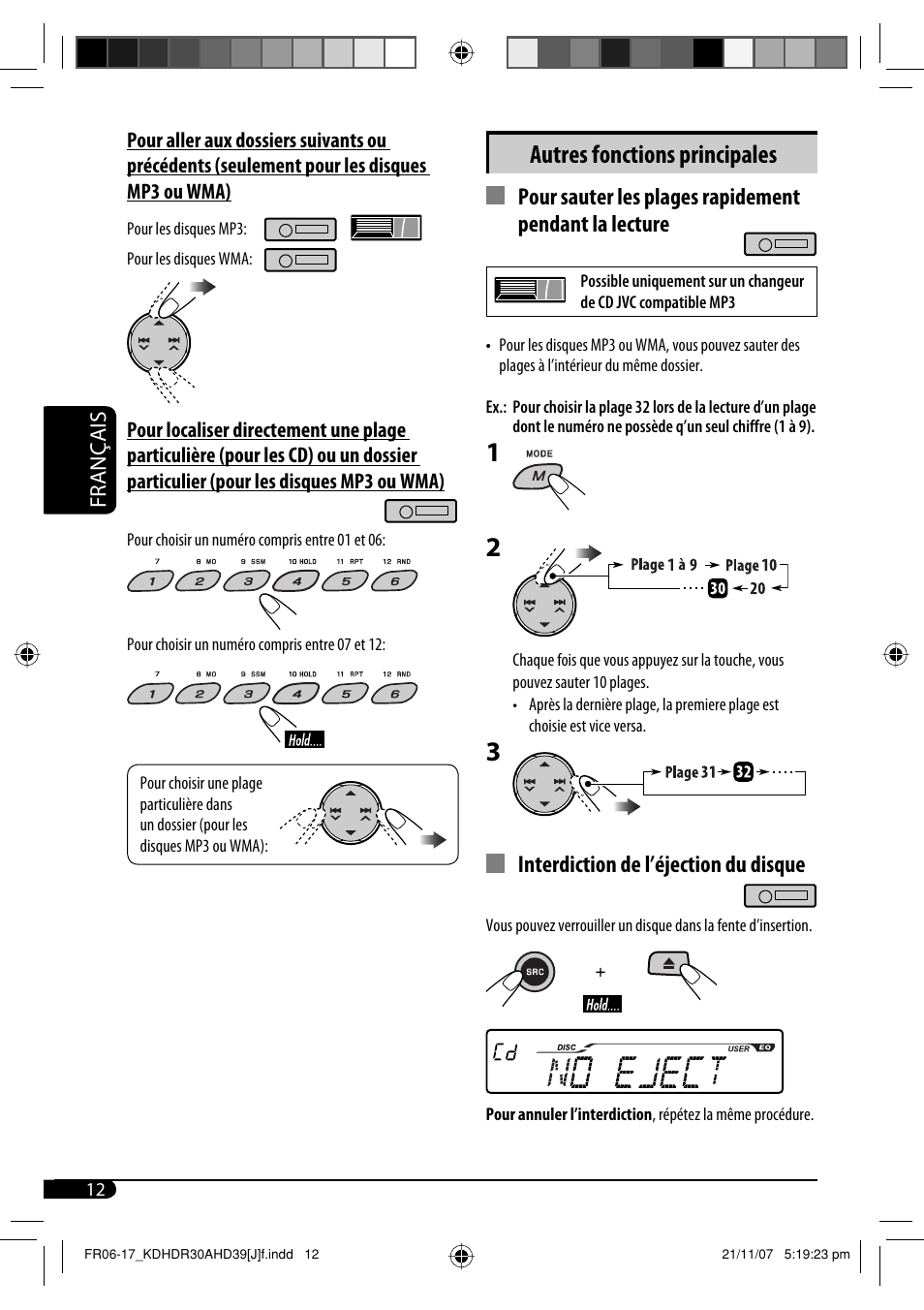 Autres fonctions principales, Interdiction de l’éjection du disque | JVC KD-AHD39 User Manual | Page 88 / 117