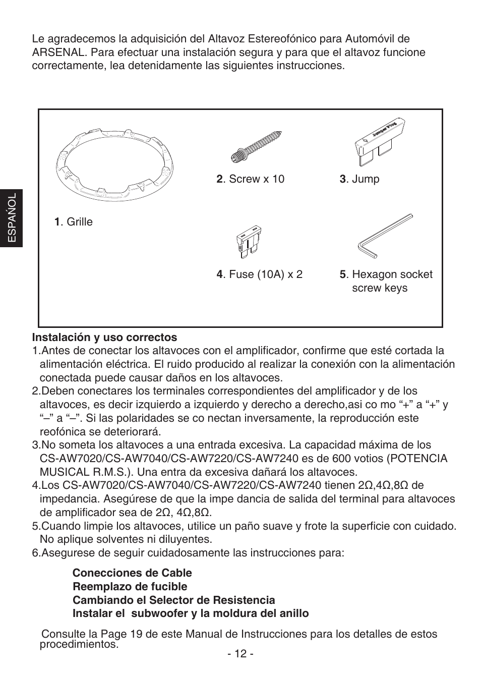 JVC CS-AW7240 User Manual | Page 12 / 20