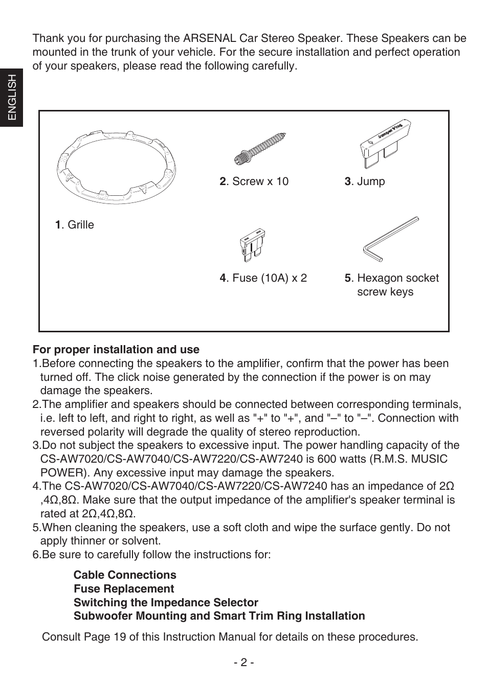 JVC CS-AW7240 User Manual | Page 2 / 20
