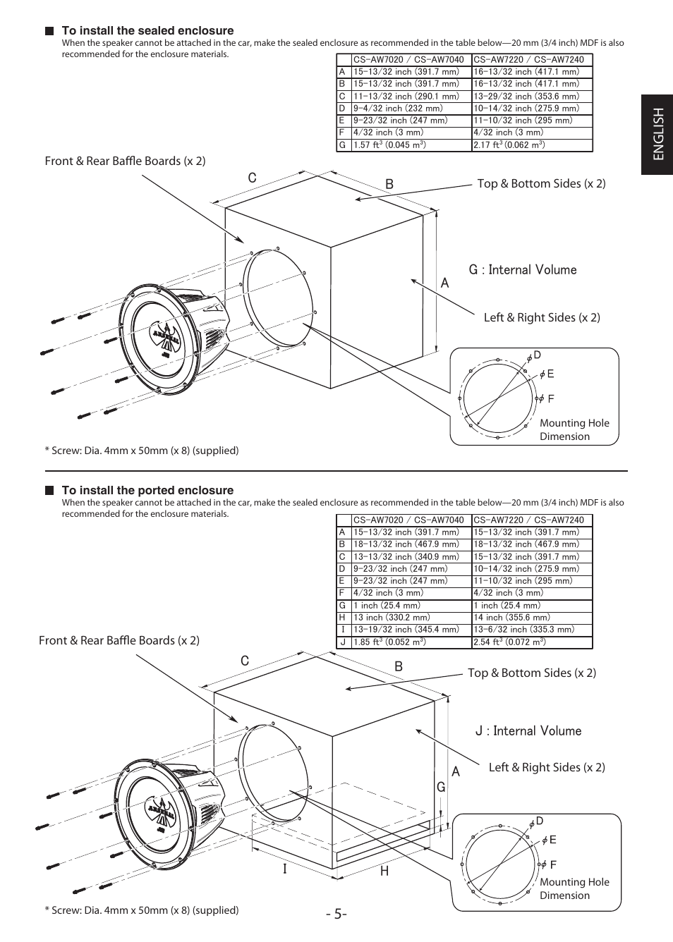 English j : internal volume g : internal volume | JVC CS-AW7240 User Manual | Page 5 / 20