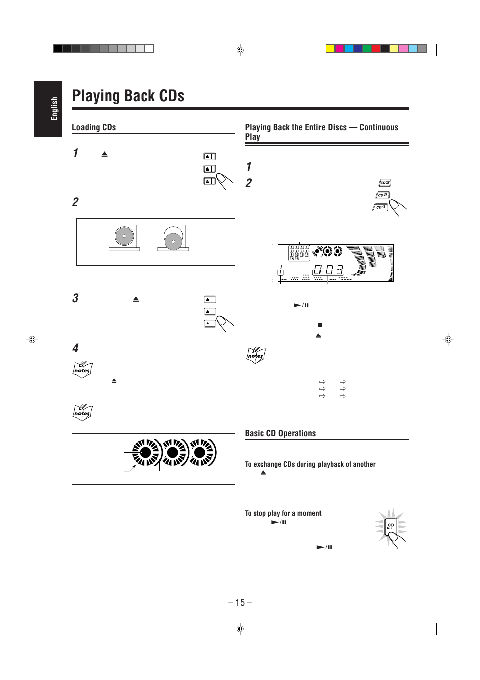 Playing back cds | JVC CA-MXJ750R User Manual | Page 20 / 34