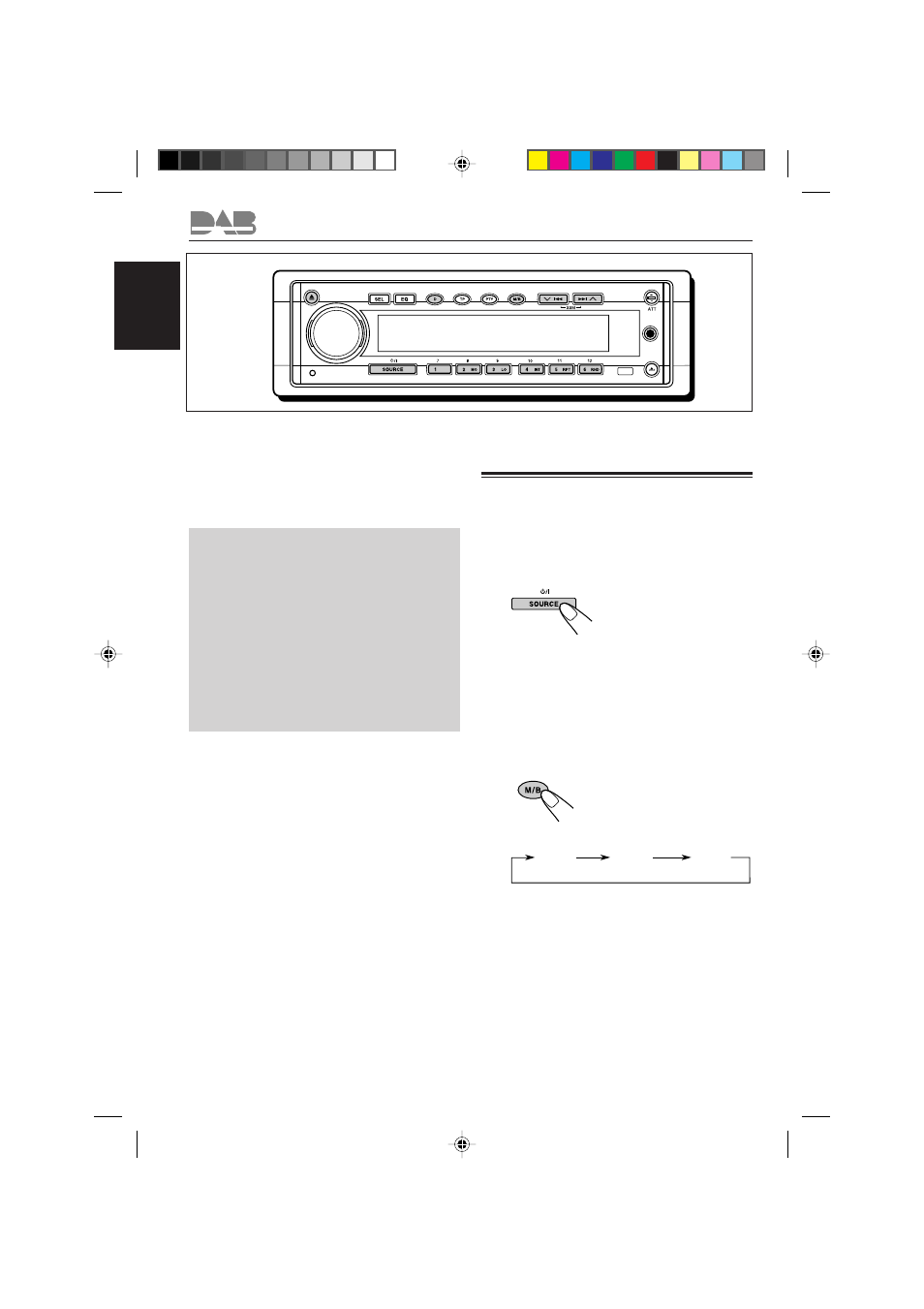 Dab tuner operations, Tuning into an ensemble and one of the services | JVC CD Receiver KD-SH77R User Manual | Page 34 / 42