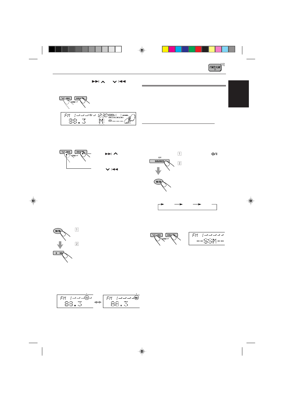 Storing stations in memory, Fm station automatic preset: ssm | JVC CD Receiver KD-SH77R User Manual | Page 9 / 42