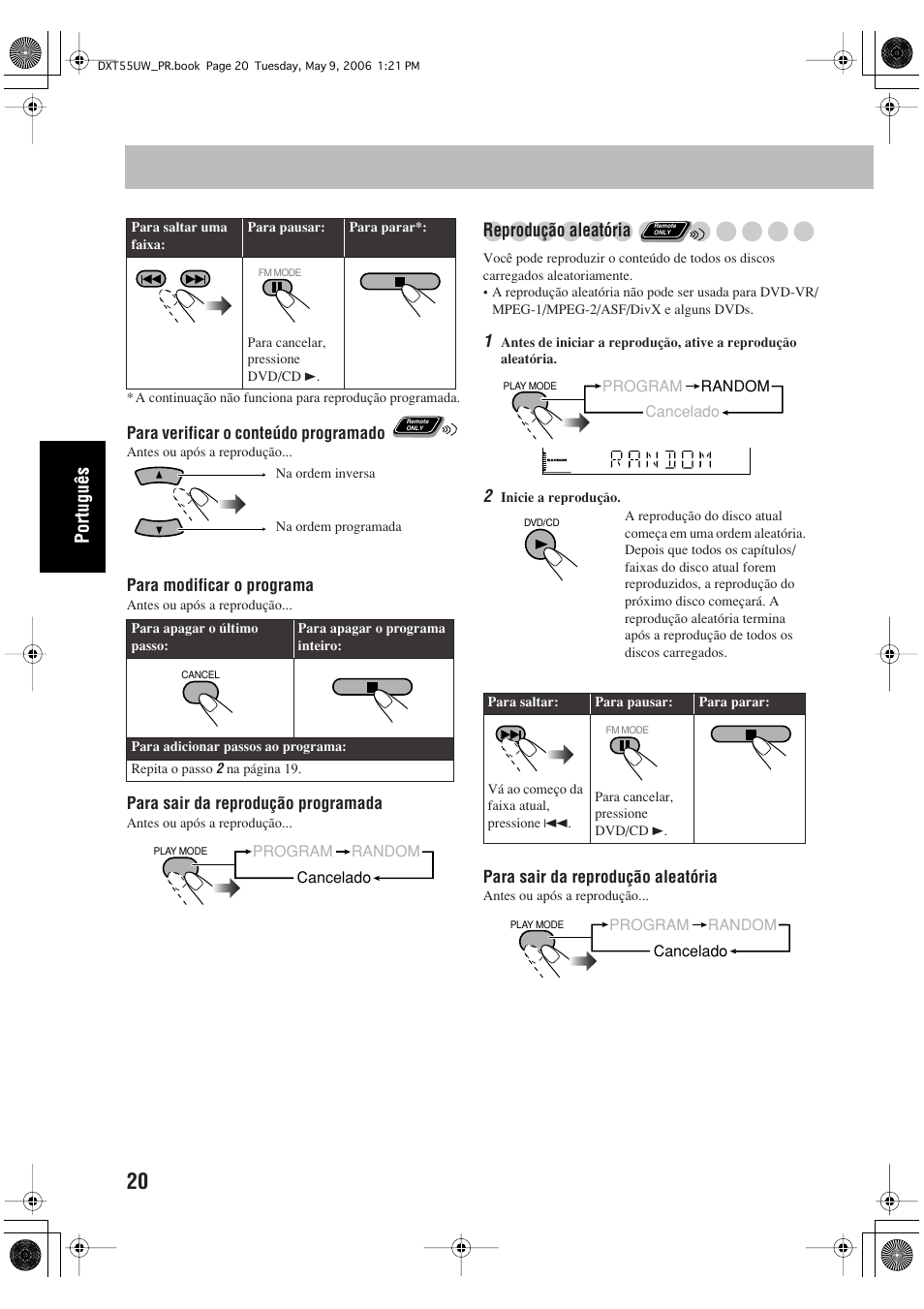 Reprodução aleatória | JVC DX-T55 User Manual | Page 116 / 144