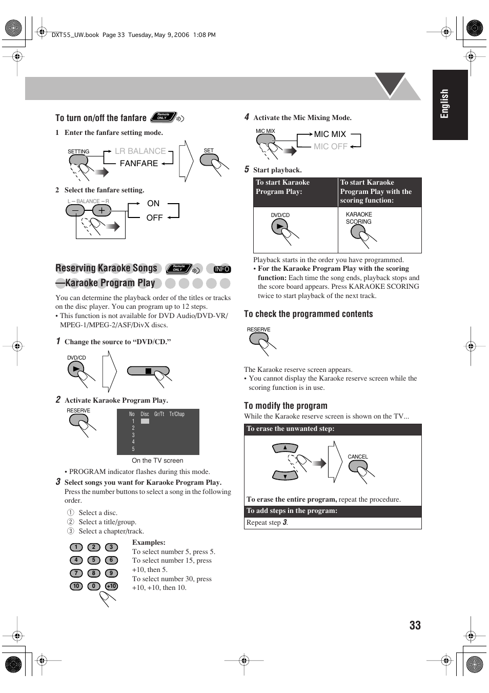 English, Reserving karaoke songs —karaoke program play | JVC DX-T55 User Manual | Page 37 / 144