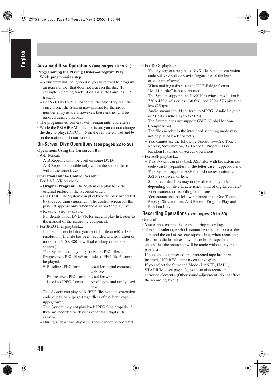 English | JVC DX-T55 User Manual | Page 44 / 144