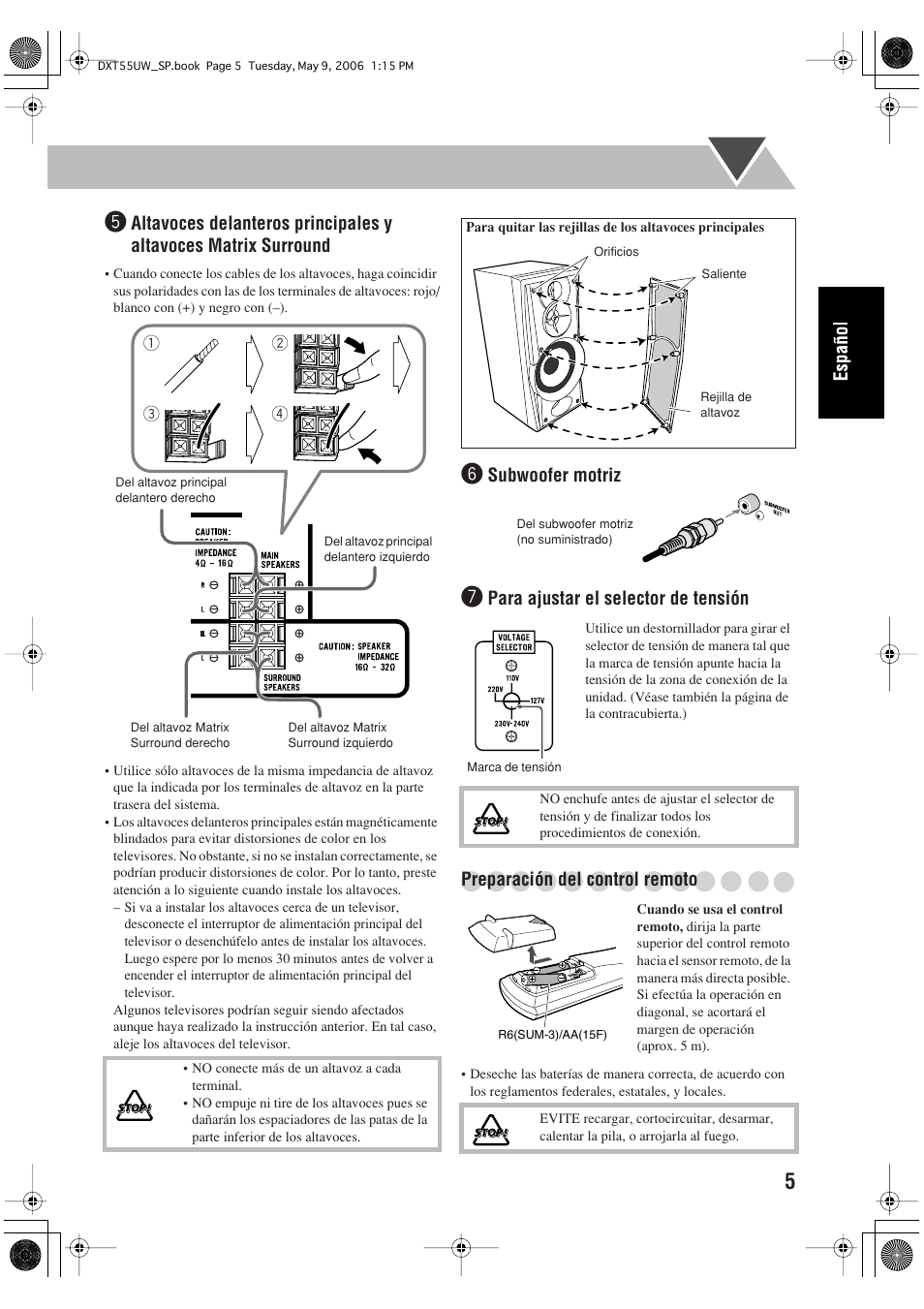 Subwoofer motriz | JVC DX-T55 User Manual | Page 55 / 144