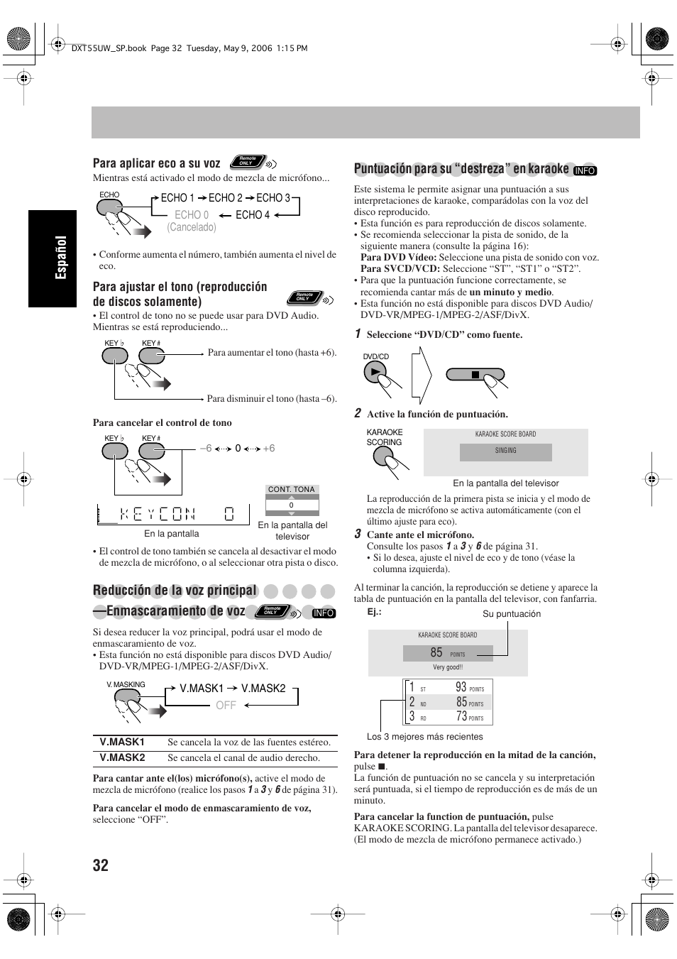 Puntuación para su “destreza” en karaoke | JVC DX-T55 User Manual | Page 82 / 144