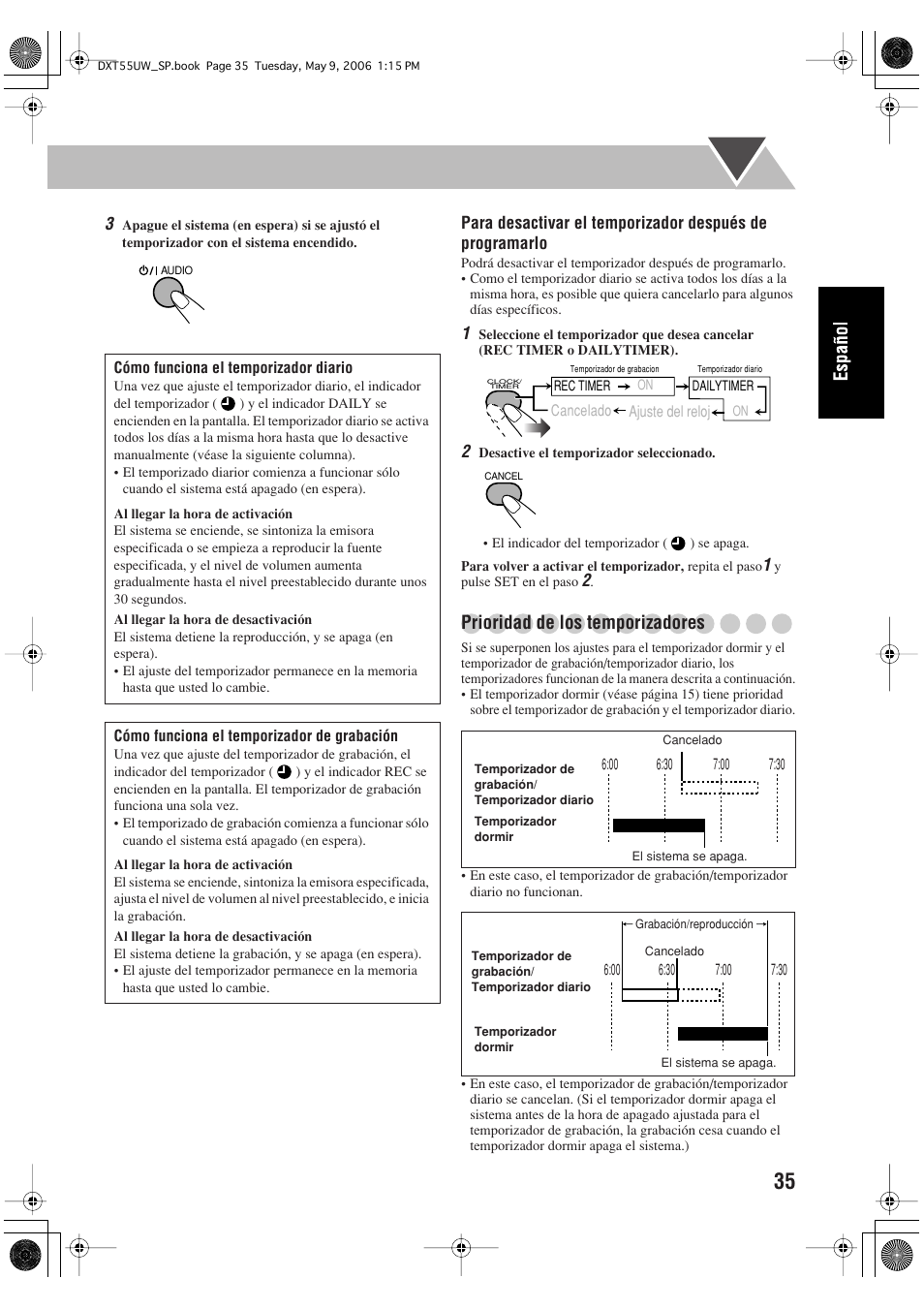 Prioridad de los temporizadores | JVC DX-T55 User Manual | Page 85 / 144