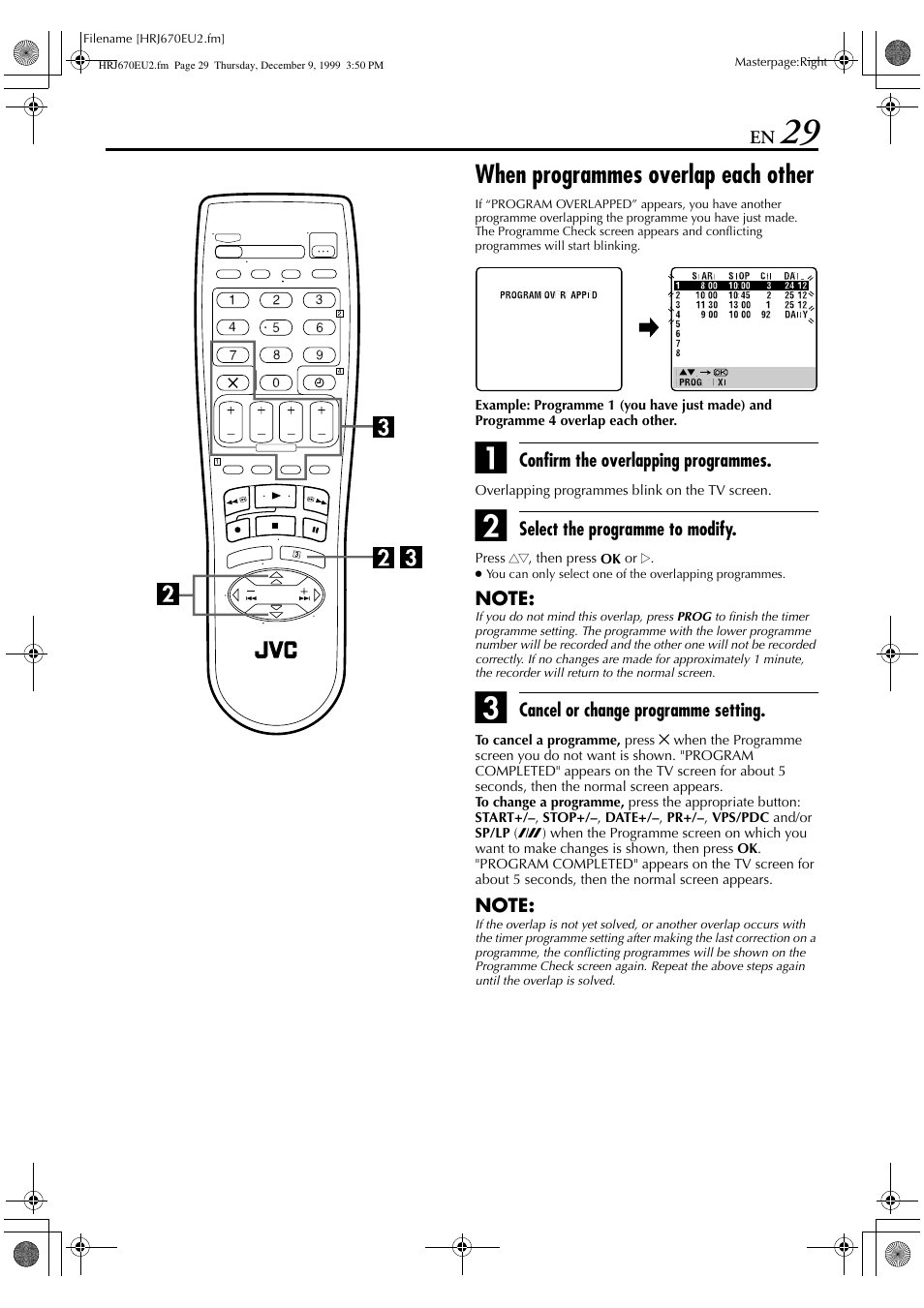 When programmes overlap each other | JVC HR-J472EU User Manual | Page 29 / 56