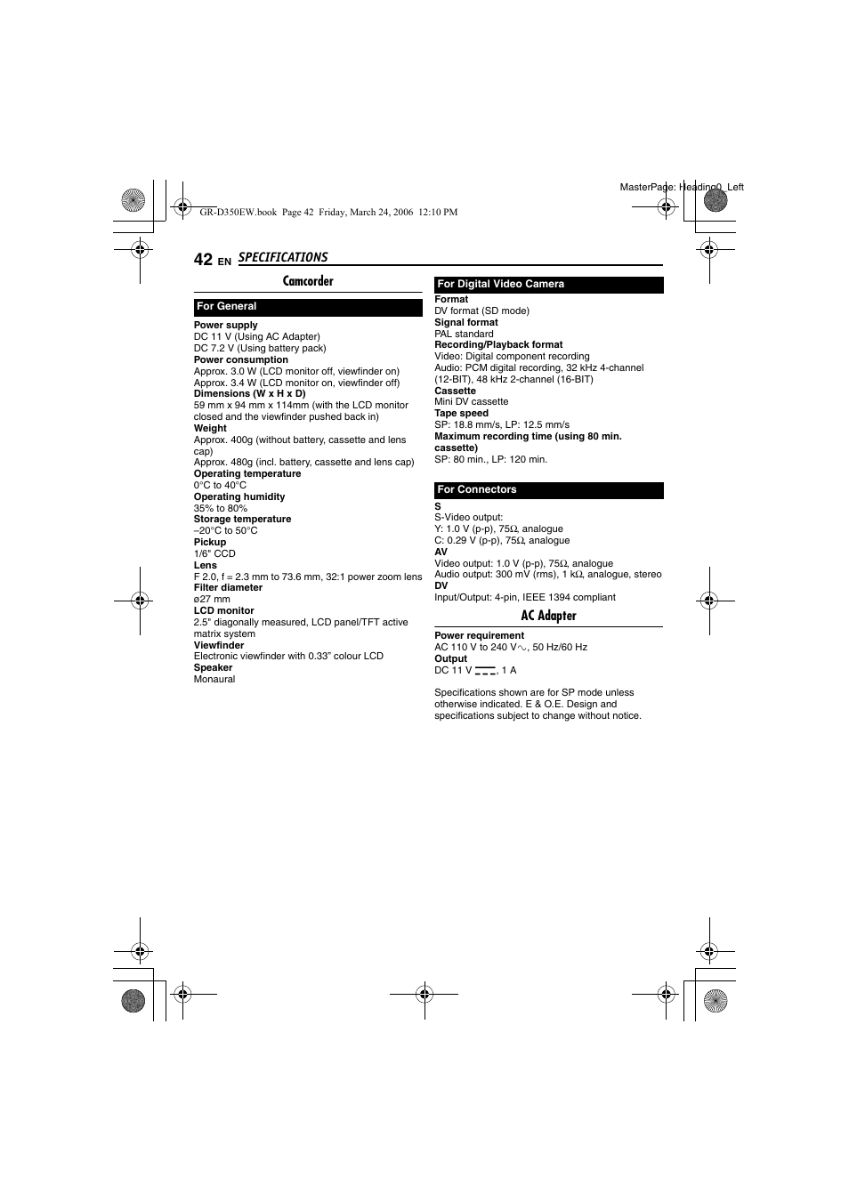 JVC GR-D350EW User Manual | Page 42 / 44