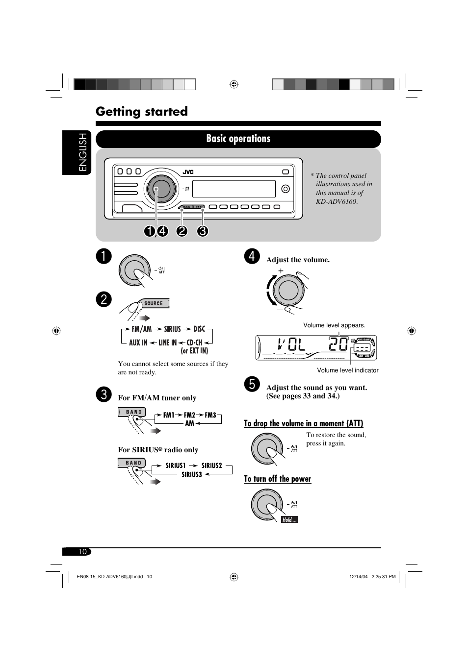 Getting started, Basic operations | JVC KD-ADV6160 User Manual | Page 10 / 177