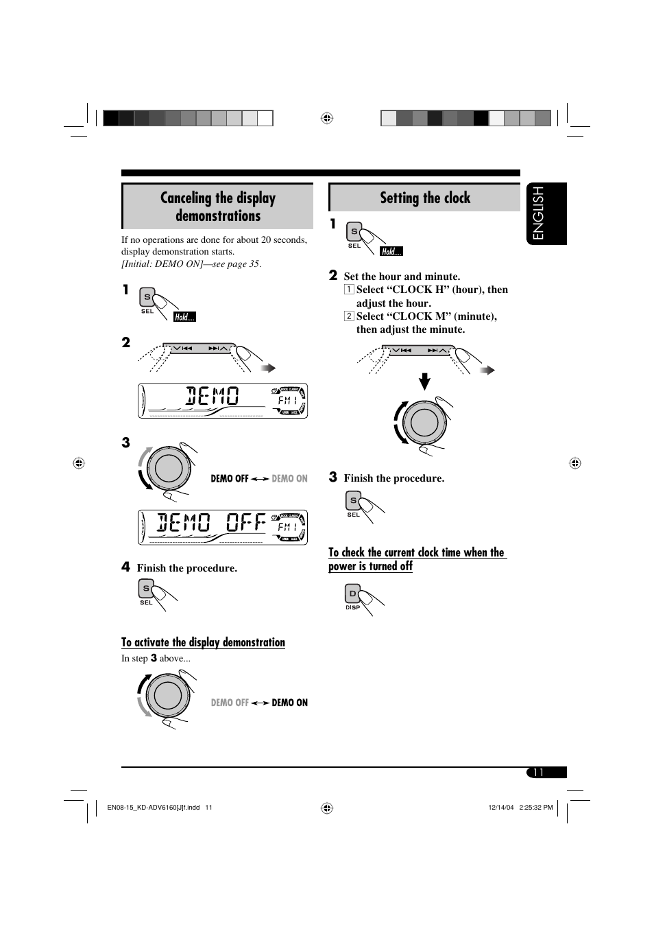 Canceling the display demonstrations, Setting the clock | JVC KD-ADV6160 User Manual | Page 11 / 177