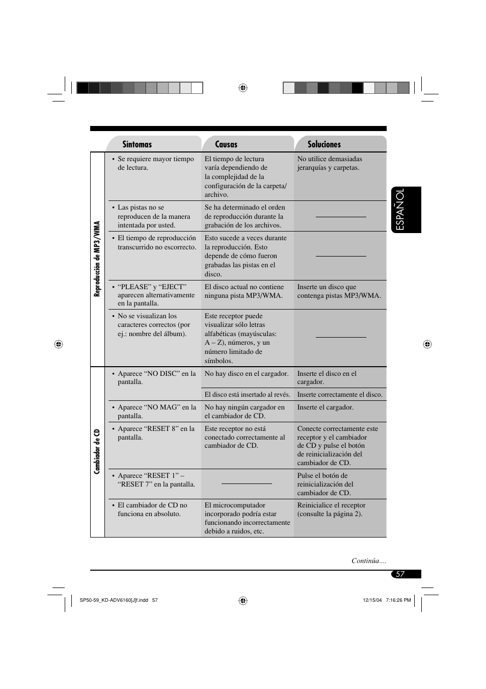 Esp añol | JVC KD-ADV6160 User Manual | Page 115 / 177