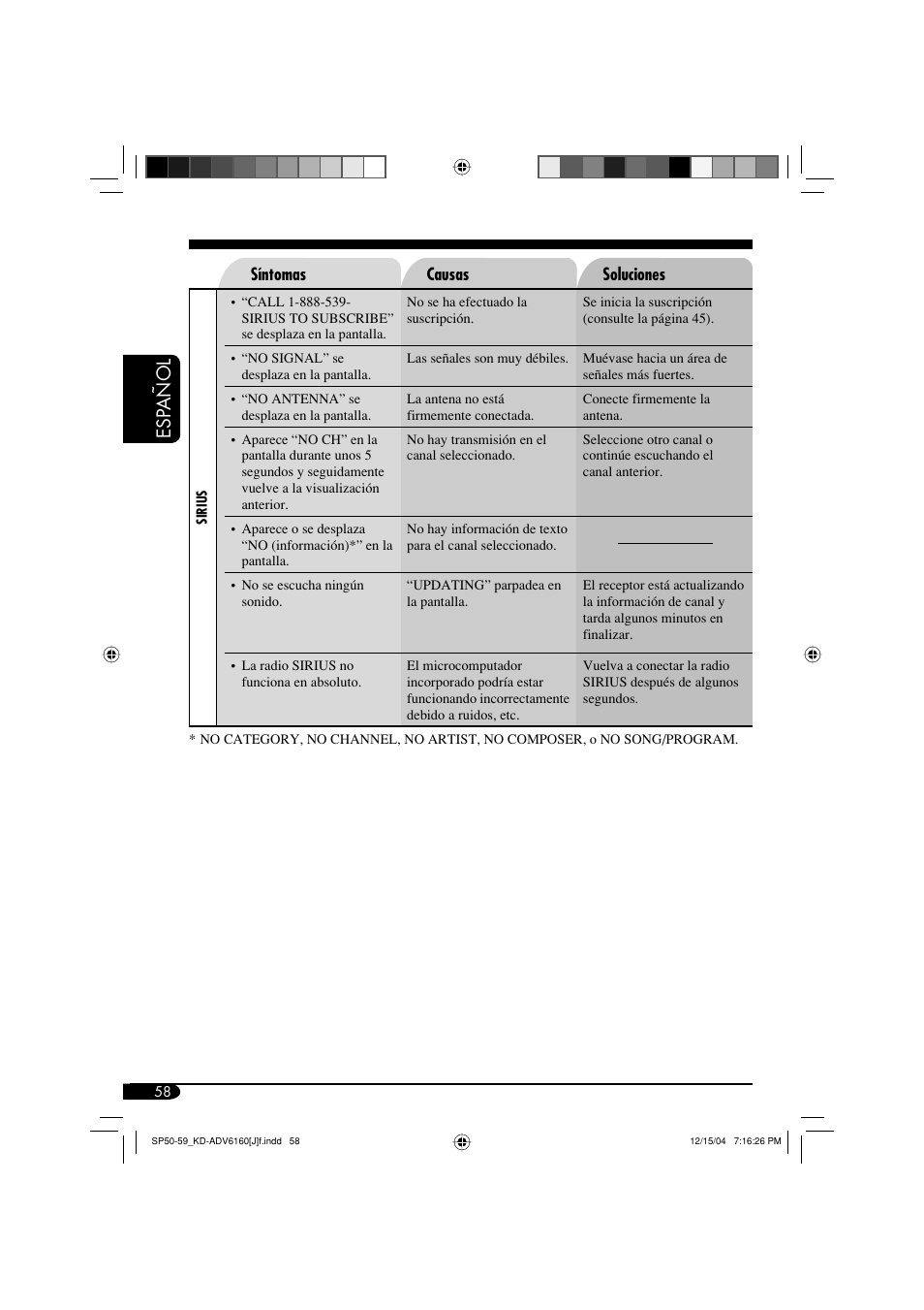 Esp añol | JVC KD-ADV6160 User Manual | Page 116 / 177