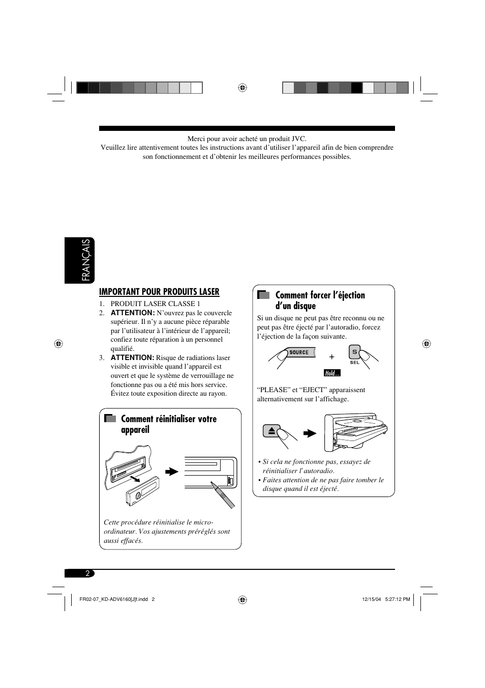 Français, Comment réinitialiser votre appareil, Comment forcer l’éjection d’un disque | JVC KD-ADV6160 User Manual | Page 118 / 177