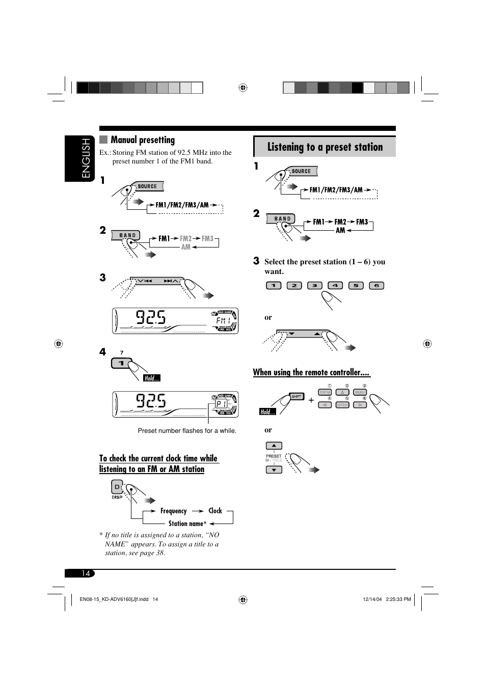 Listening to a preset station | JVC KD-ADV6160 User Manual | Page 14 / 177
