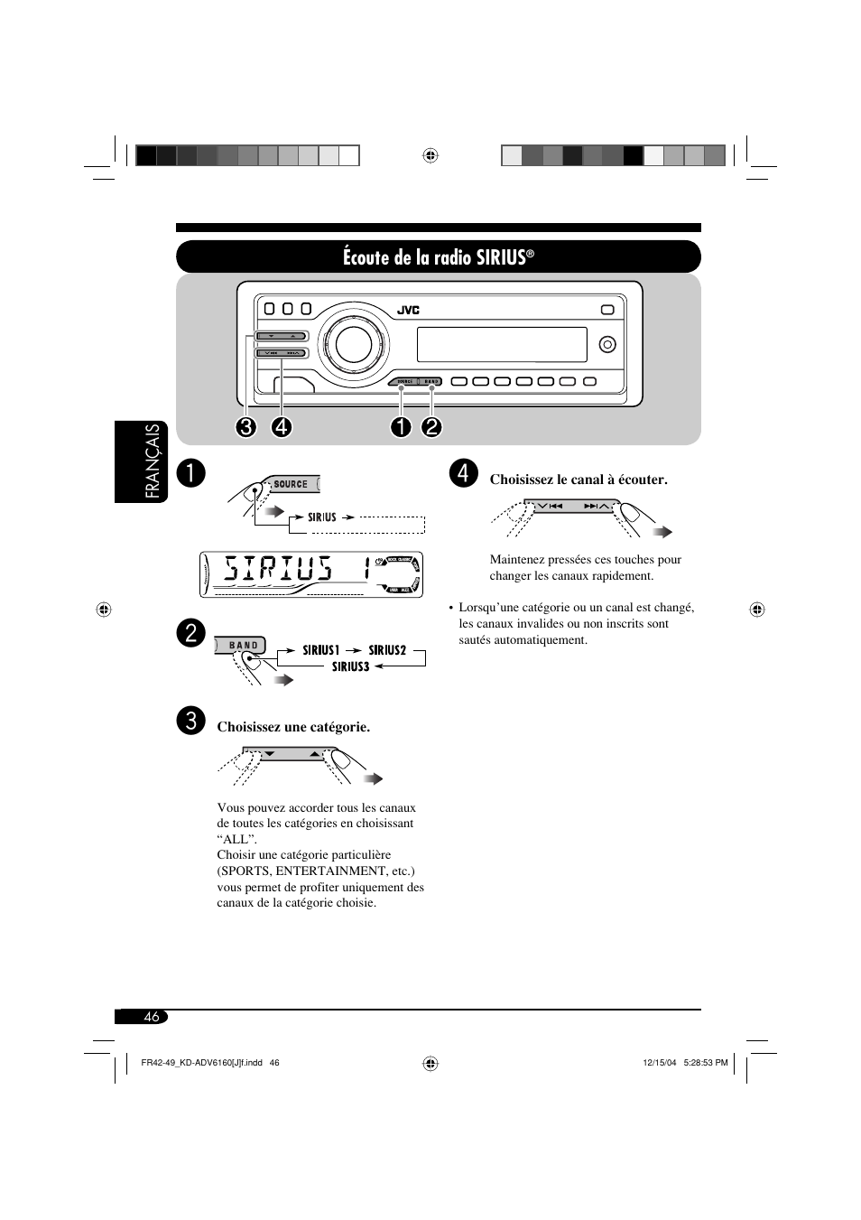 Écoute de la radio sirius | JVC KD-ADV6160 User Manual | Page 162 / 177