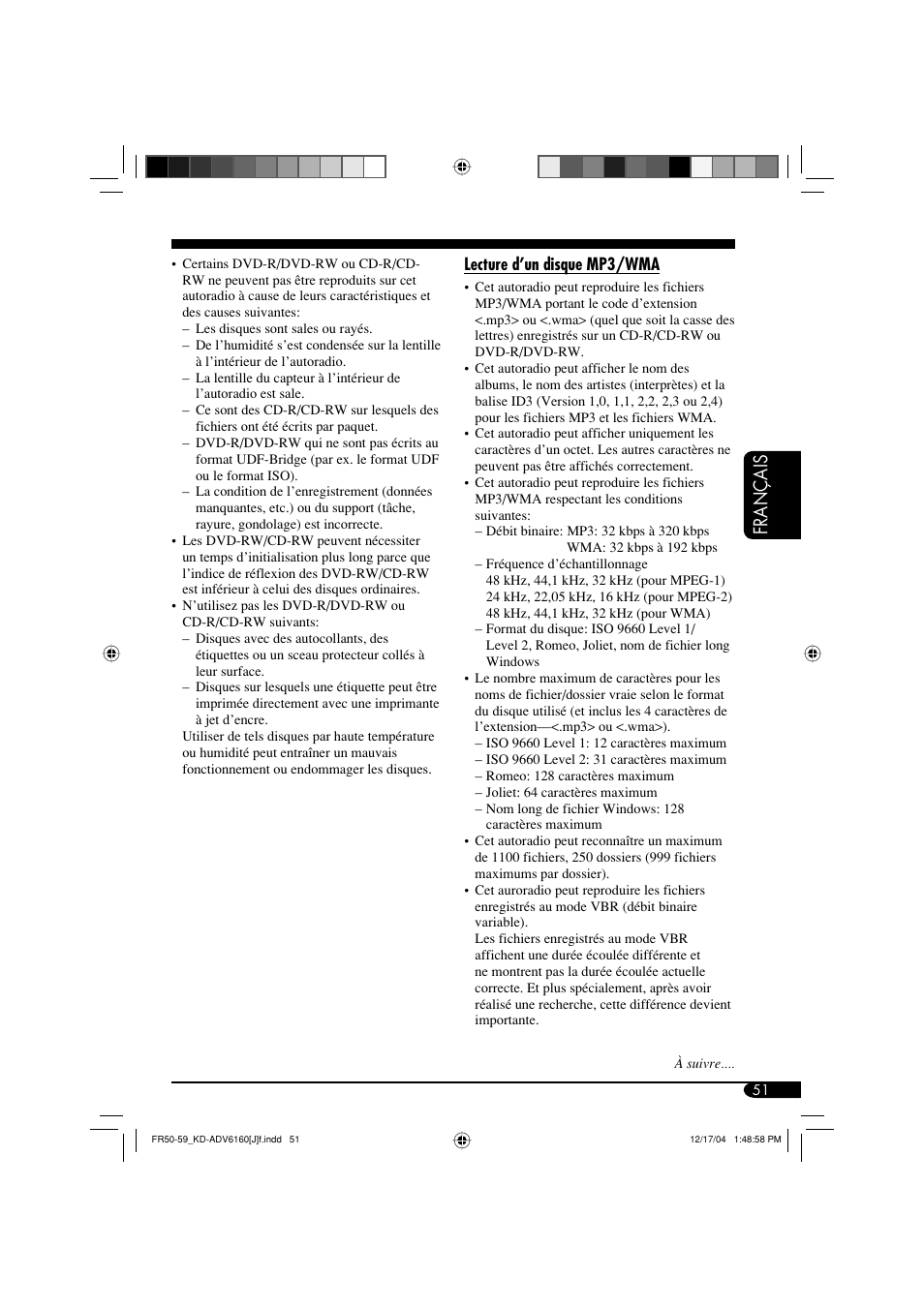 Français | JVC KD-ADV6160 User Manual | Page 167 / 177