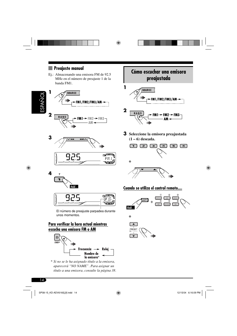 Cómo escuchar una emisora preajustada | JVC KD-ADV6160 User Manual | Page 72 / 177