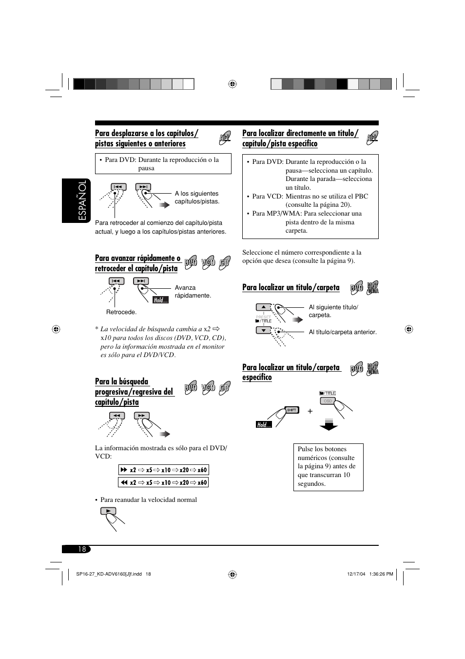 Esp añol | JVC KD-ADV6160 User Manual | Page 76 / 177