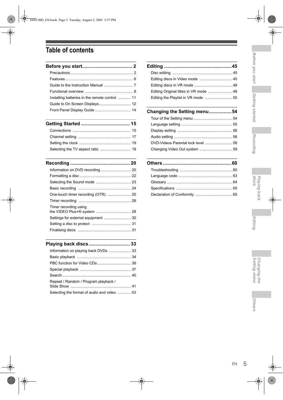 JVC DR-M70SEK User Manual | Page 5 / 68