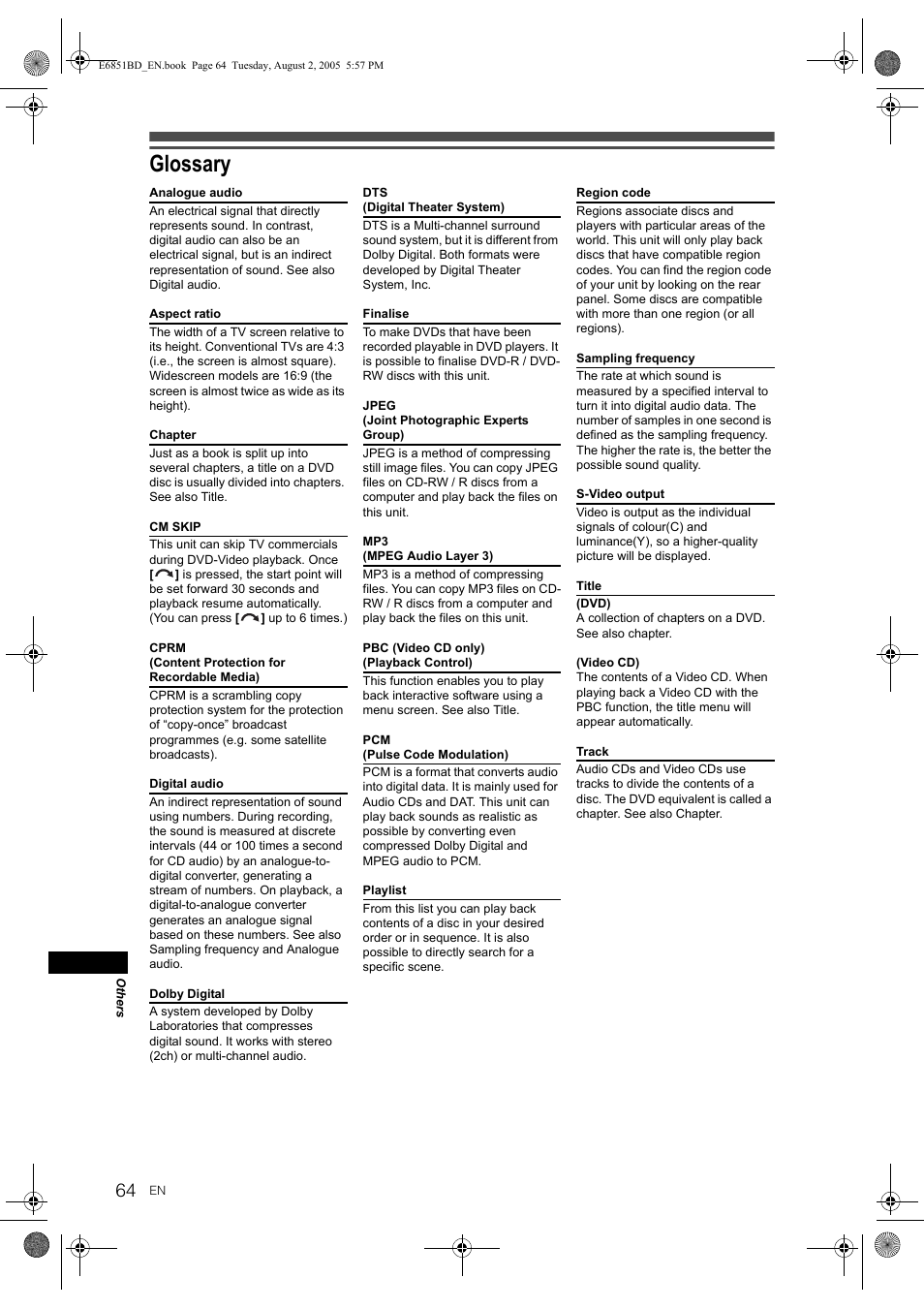 Glossary | JVC DR-M70SEK User Manual | Page 64 / 68