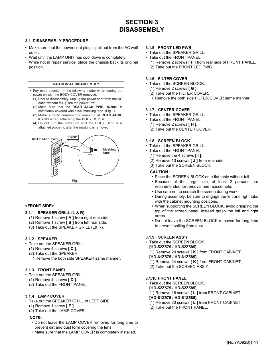 JVC Rear Projection Television HD-52Z575 User Manual | Page 11 / 37