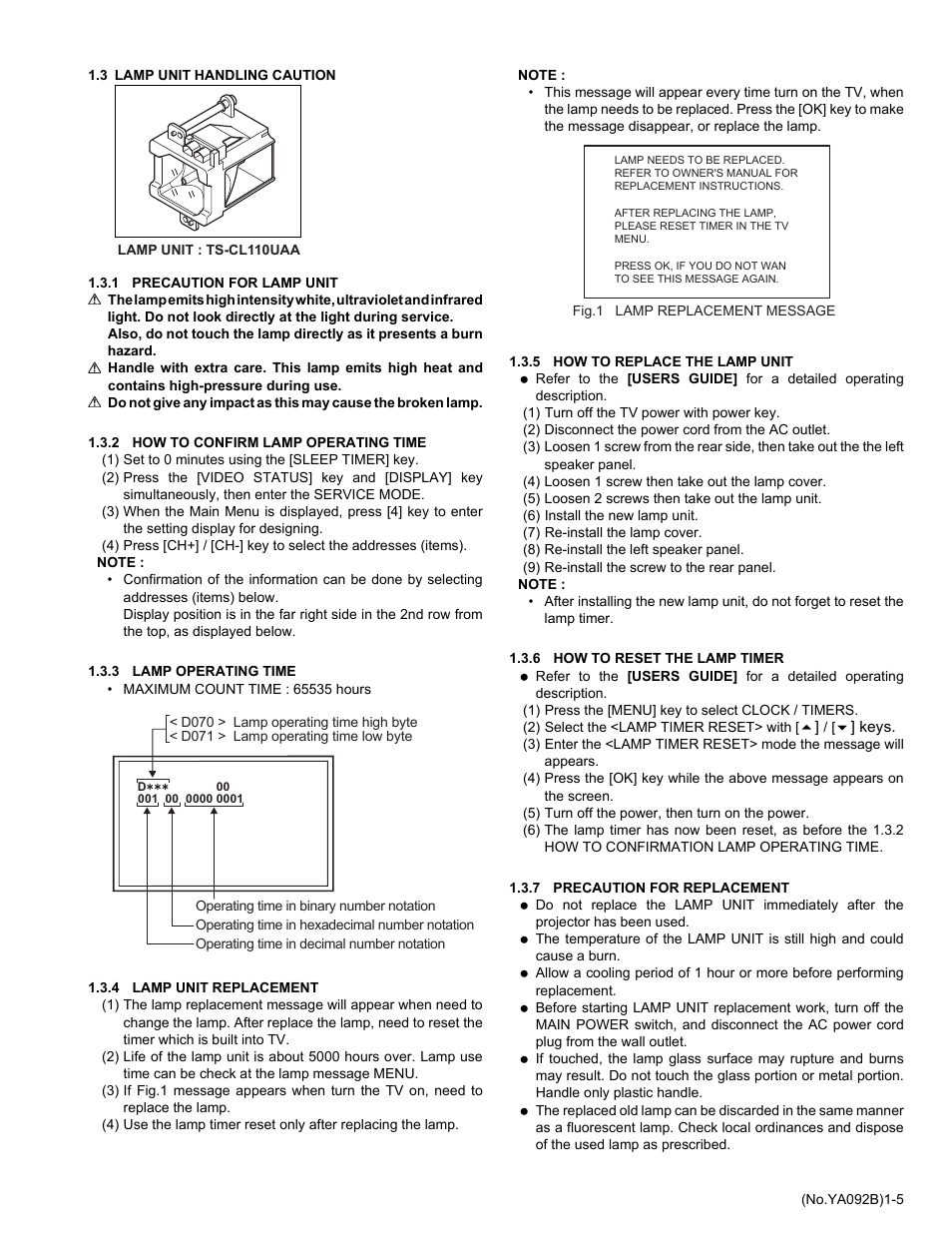 3 lamp unit handling caution | JVC Rear Projection Television HD-52Z575 User Manual | Page 5 / 37