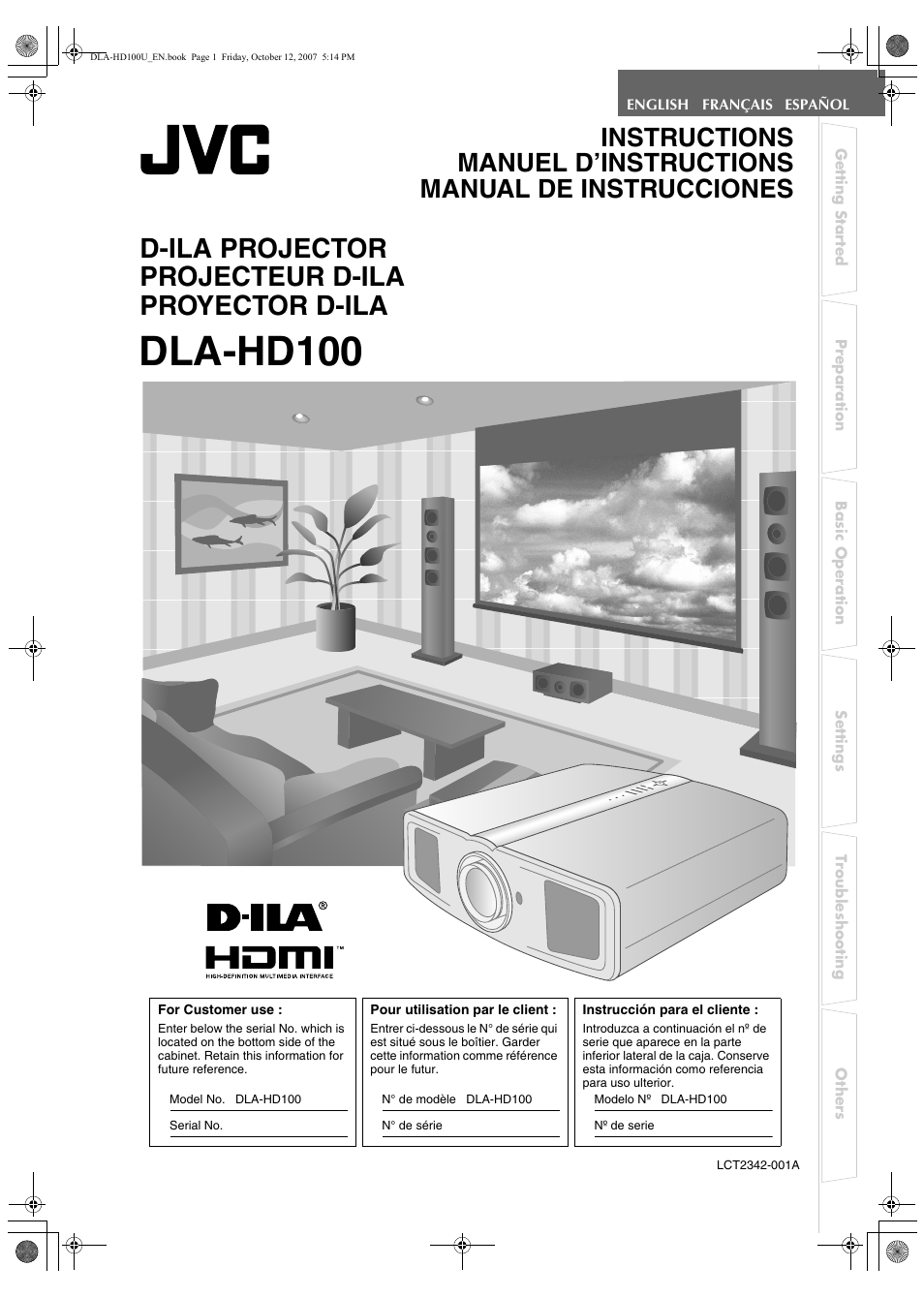 JVC DLA-HD100 User Manual | 55 pages