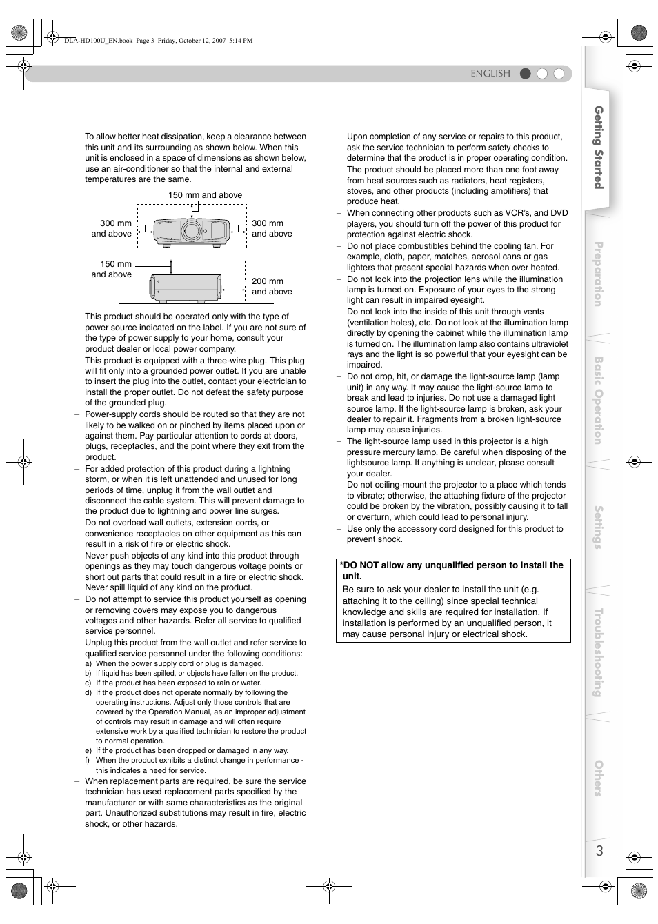 JVC DLA-HD100 User Manual | Page 3 / 55