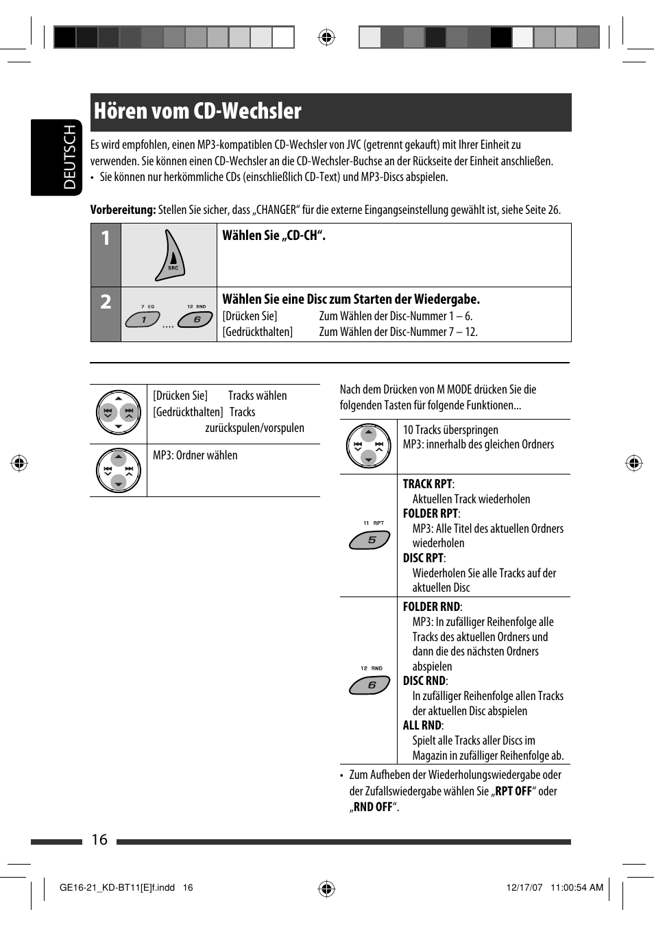 Hören vom cd-wechsler | JVC KD-BT11 User Manual | Page 18 / 107