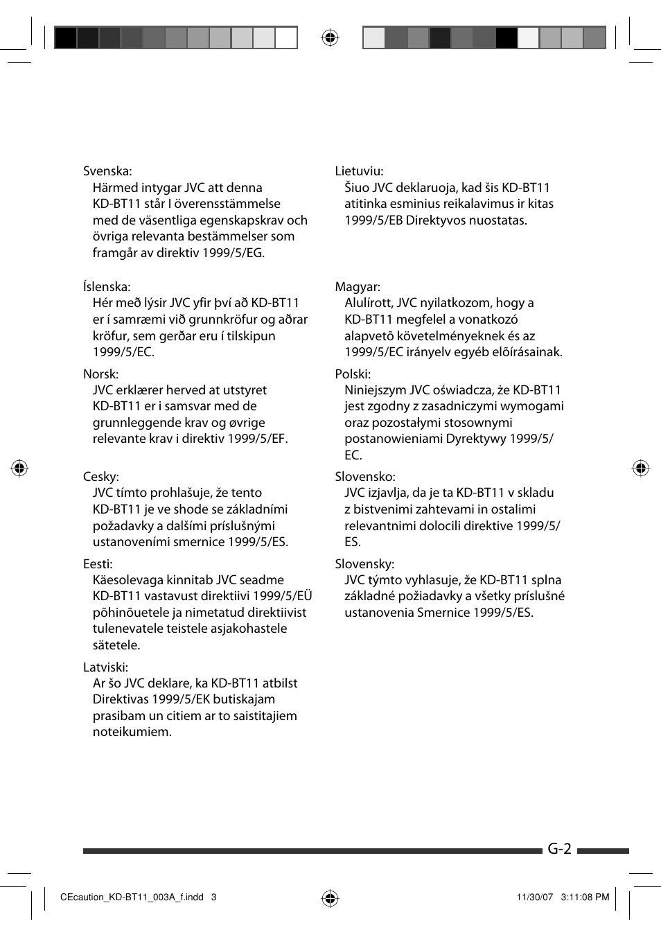 JVC KD-BT11 User Manual | Page 3 / 107