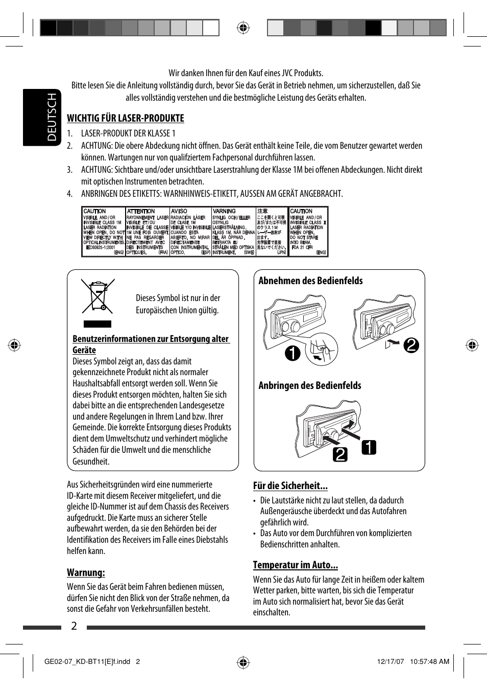 2deutsch | JVC KD-BT11 User Manual | Page 4 / 107