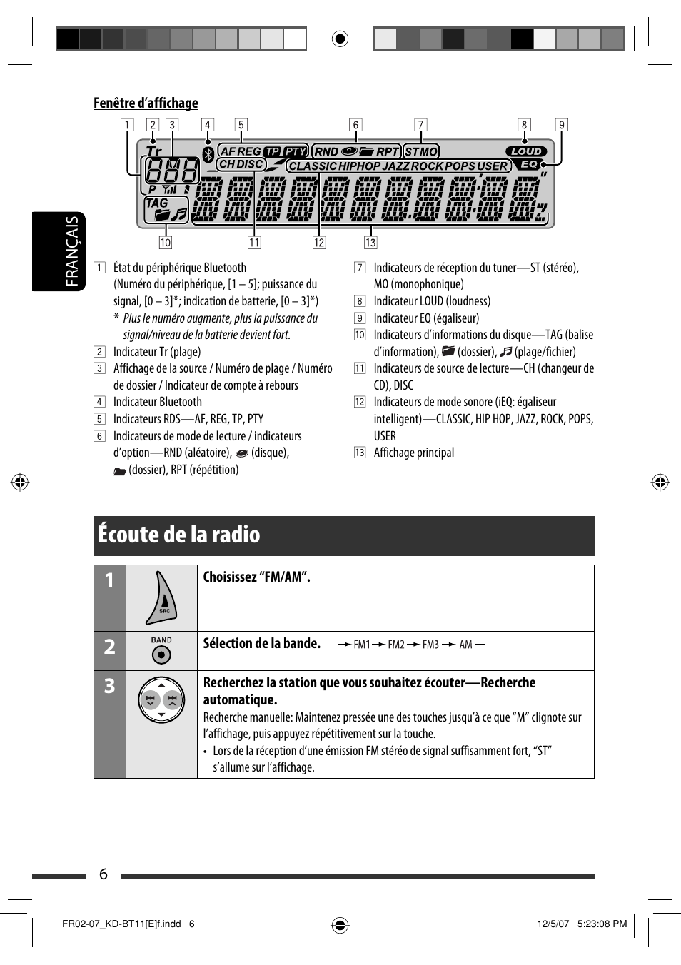 Écoute de la radio, 6français | JVC KD-BT11 User Manual | Page 42 / 107