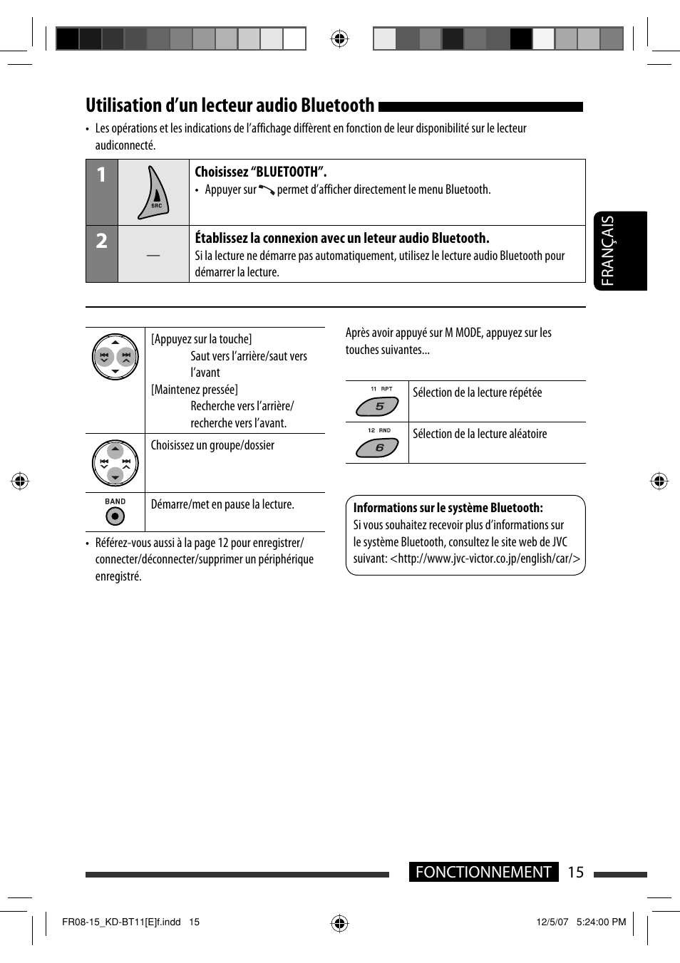 Utilisation d’un lecteur audio bluetooth | JVC KD-BT11 User Manual | Page 51 / 107