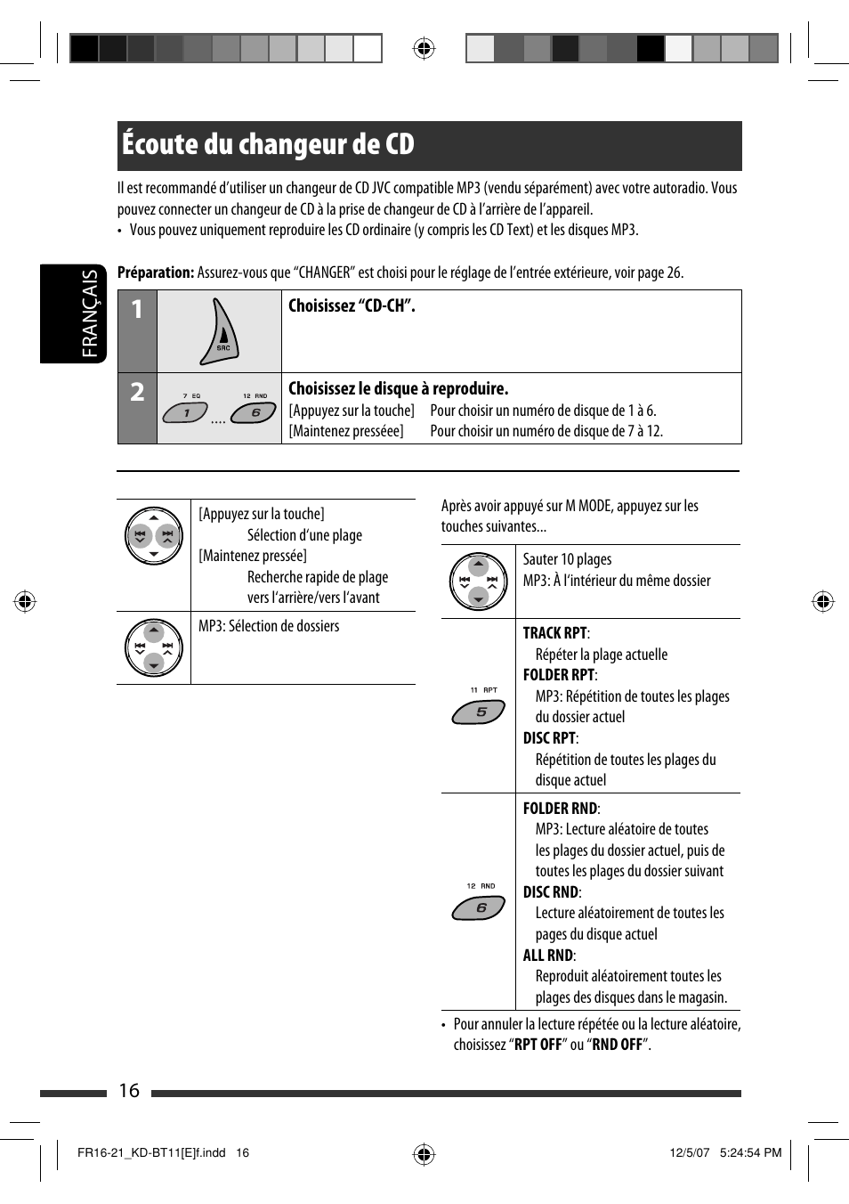 Écoute du changeur de cd | JVC KD-BT11 User Manual | Page 52 / 107