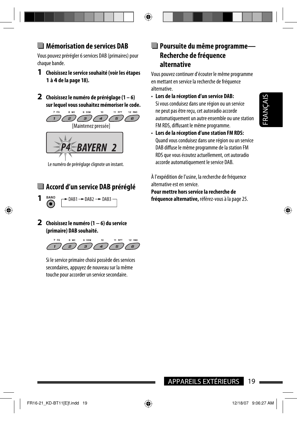 Mémorisation de services dab, Accord d’un service dab préréglé | JVC KD-BT11 User Manual | Page 55 / 107