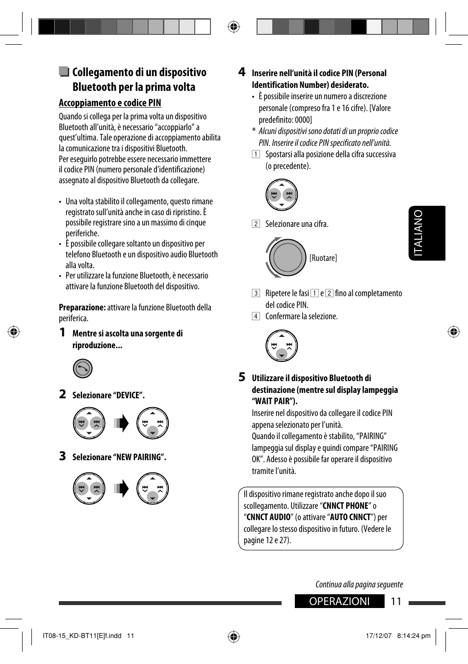 11 operazioni italiano | JVC KD-BT11 User Manual | Page 81 / 107