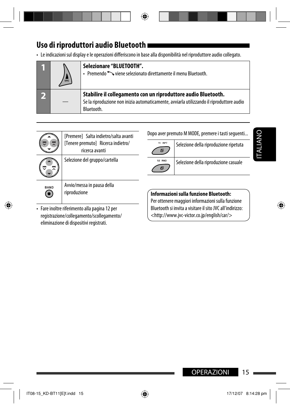 Uso di riproduttori audio bluetooth | JVC KD-BT11 User Manual | Page 85 / 107