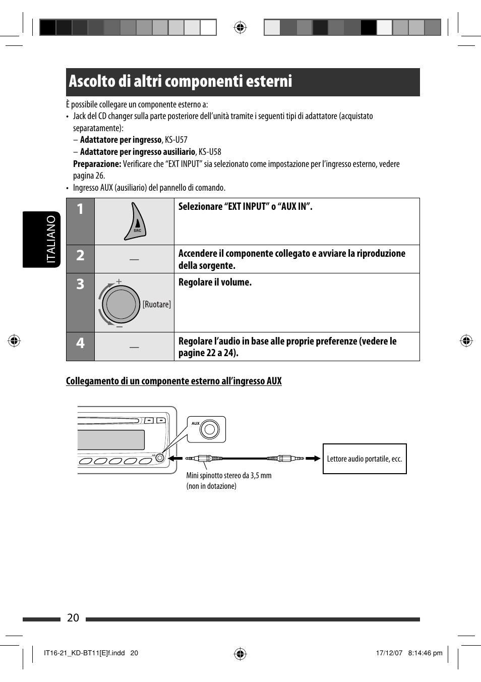 Ascolto di altri componenti esterni | JVC KD-BT11 User Manual | Page 90 / 107