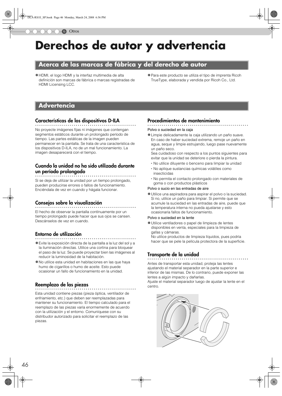 Derechos de autor y advertencia, Advertencia, P46) | Re. (p | JVC LCT2440-001B User Manual | Page 146 / 150