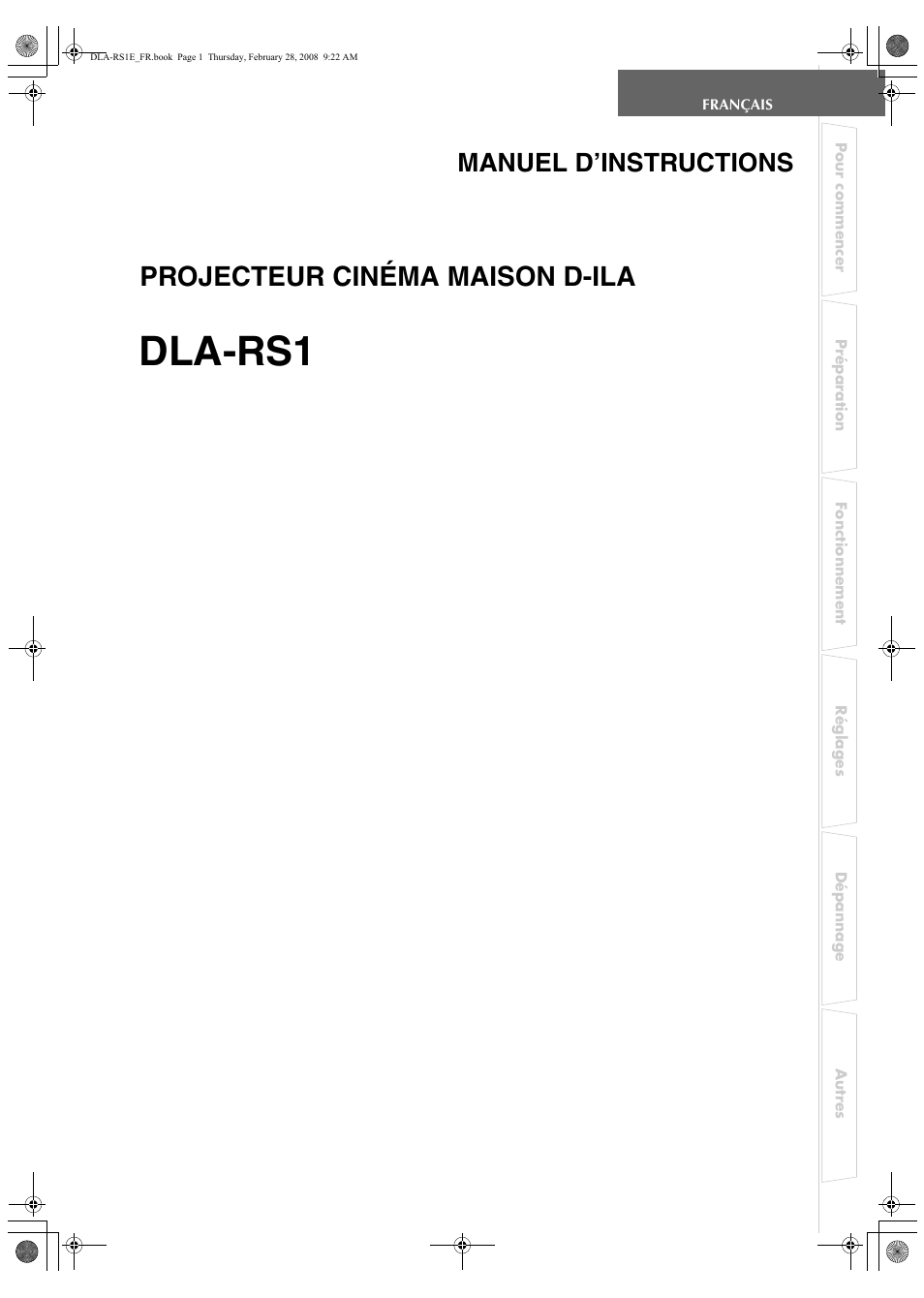 Français, Dla-rs1, Projecteur cinéma maison d-ila | Manuel d’instructions | JVC LCT2440-001B User Manual | Page 51 / 150