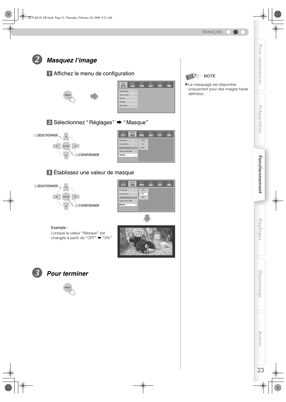 Masquez l’image, Pour terminer | JVC LCT2440-001B User Manual | Page 73 / 150