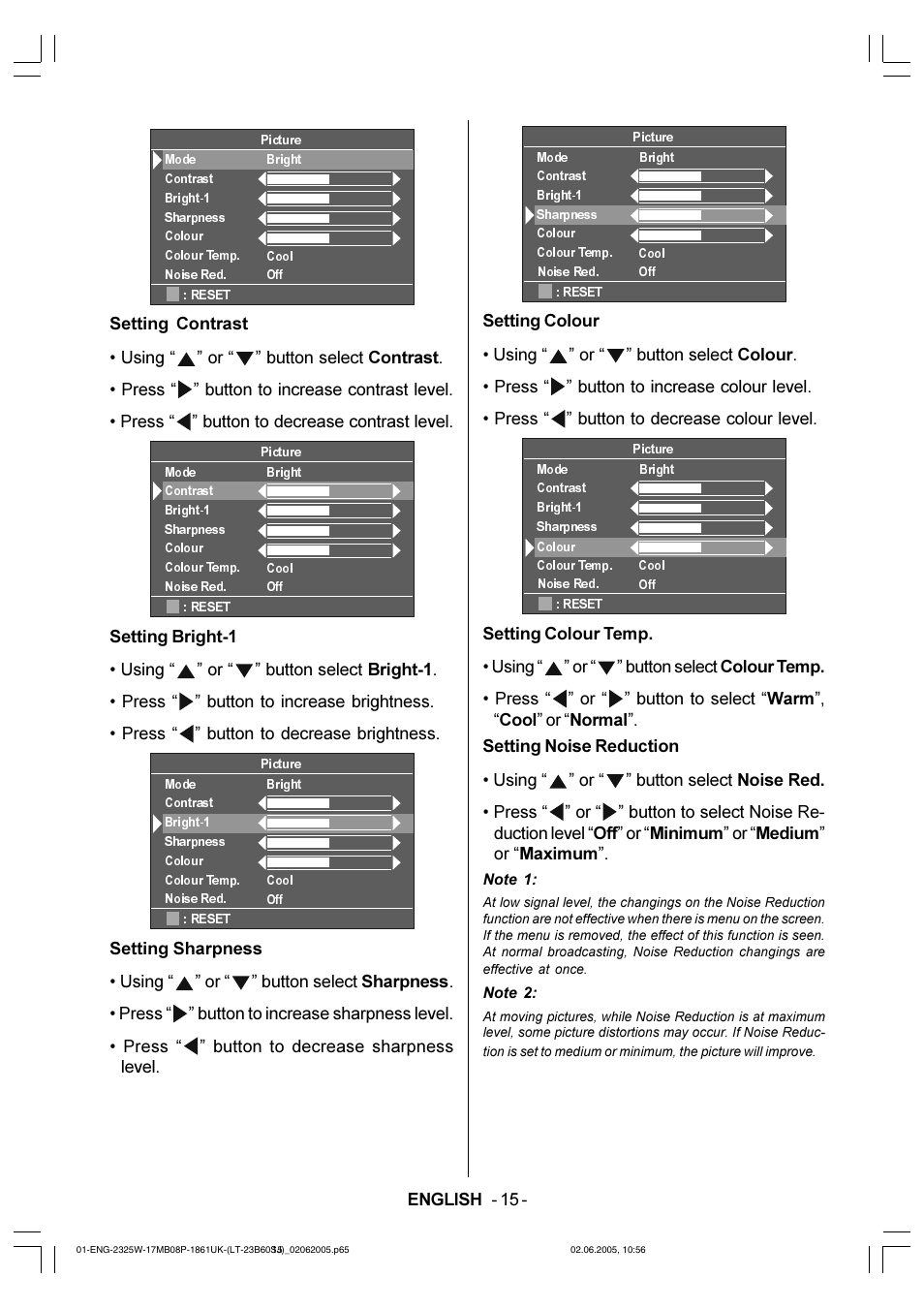 English - 15 | JVC Wide LCD Panel TV LT-23B60SJ User Manual | Page 16 / 34