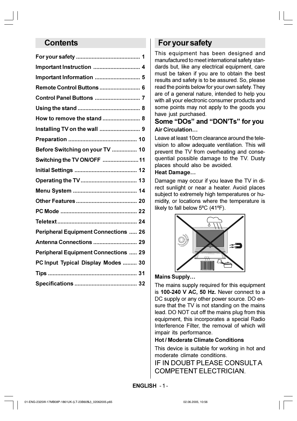JVC Wide LCD Panel TV LT-23B60SJ User Manual | Page 2 / 34