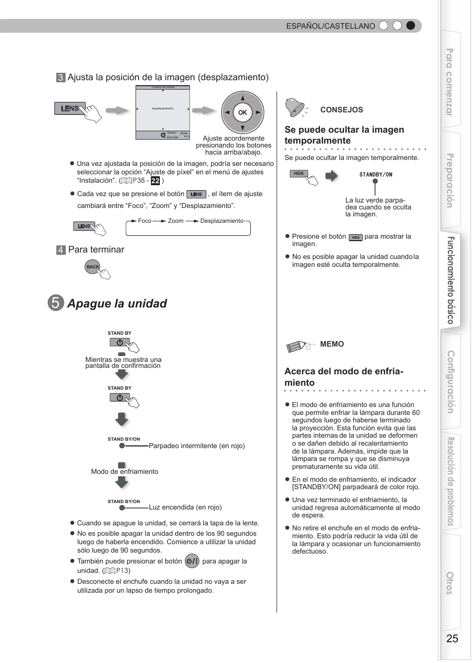 Apague la unidad | JVC DLA-RS15 User Manual | Page 145 / 181